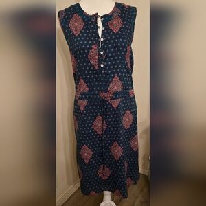 Lucky Brand Navy and Pink Patterned Dress